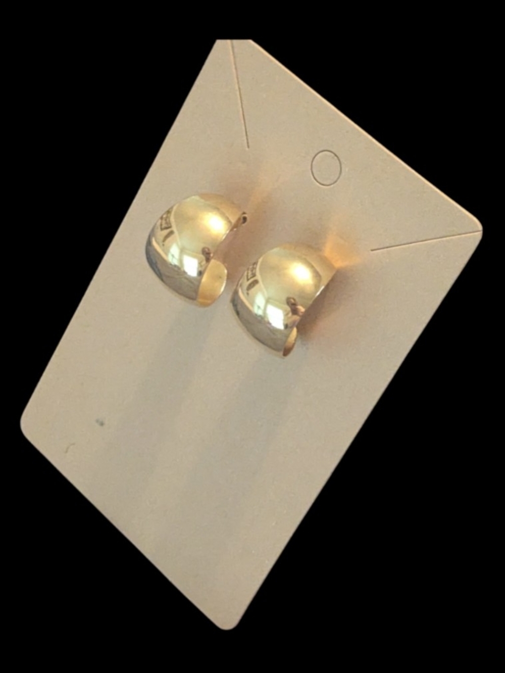 Vintage 80s Retro Small Open Loop Gold Tone Stud Pierced Earrings.
